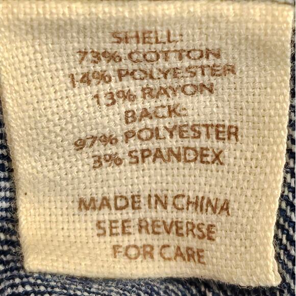 BRIT.NY WOMEN'S BLUE JEAN JACKET W/ SEWN ART CHAIN DESIGN PATCH ON BACK SIZE XS - Picture 8 of 8